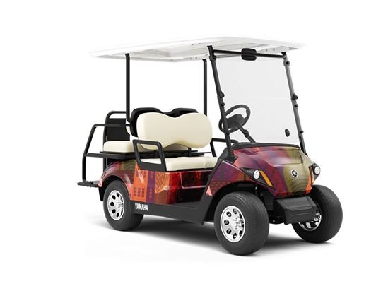 Mountain Town Cityscape Wrapped Golf Cart
