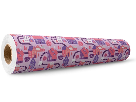 Pink Streets Cityscape Wrap Film Wholesale Roll