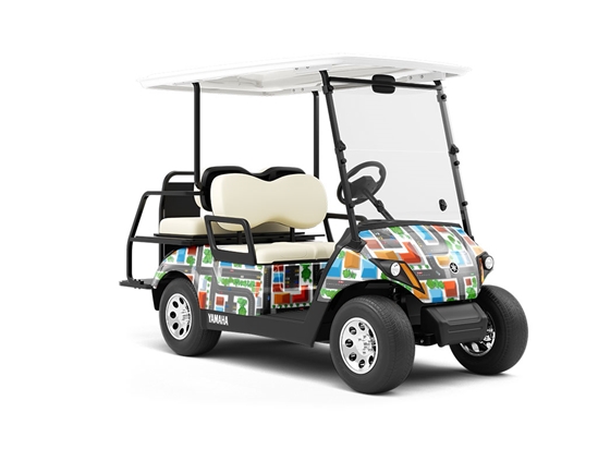 Strip Mall Cityscape Wrapped Golf Cart