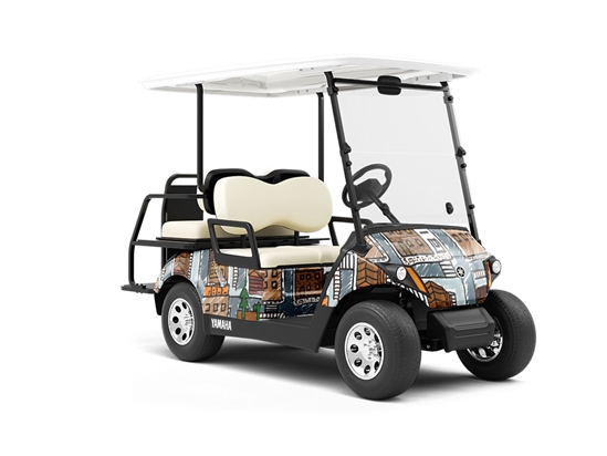 Warm Home Cityscape Wrapped Golf Cart