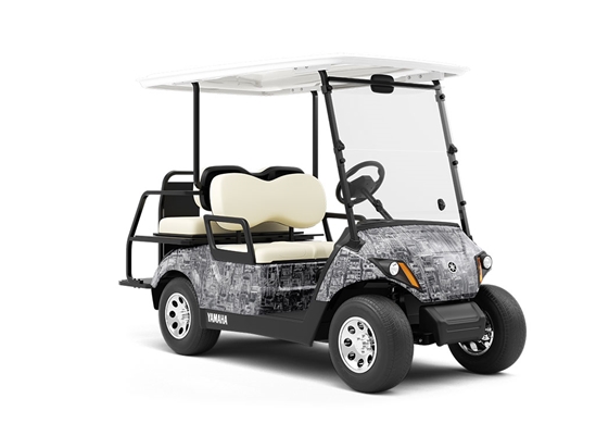 Black Downtown Cityscape Wrapped Golf Cart