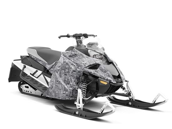 Black Downtown Cityscape Custom Wrapped Snowmobile