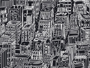 Black Downtown Cityscape Vinyl Wrap Pattern