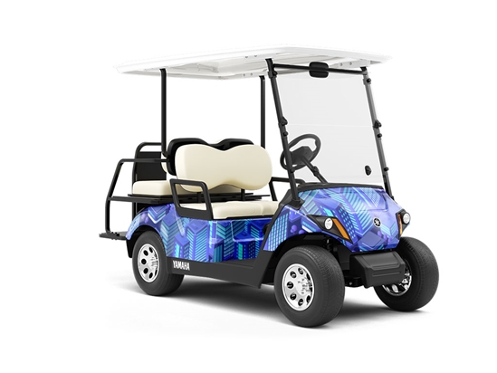 Black Light Cityscape Wrapped Golf Cart