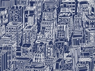 Blue Downtown Cityscape Vinyl Wrap Pattern