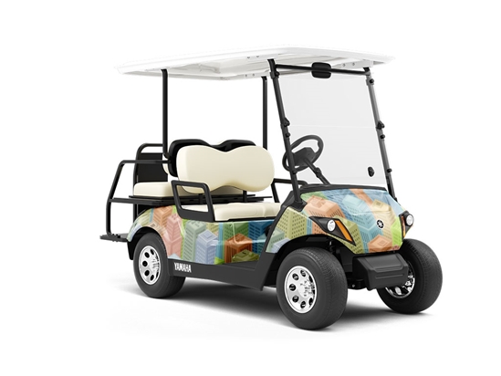 Color Blocks Cityscape Wrapped Golf Cart