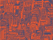 Red Downtown Cityscape Vinyl Wrap Pattern