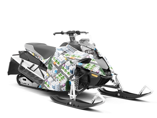 Snowy Streets Cityscape Custom Wrapped Snowmobile