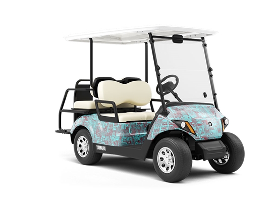 Teal Downtown Cityscape Wrapped Golf Cart