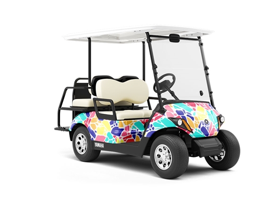 Bright Rainbow Cobblestone Wrapped Golf Cart