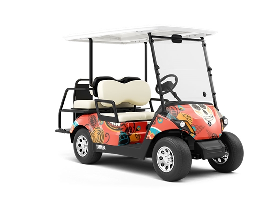 Autumnal Calaveras Day of the Dead Wrapped Golf Cart