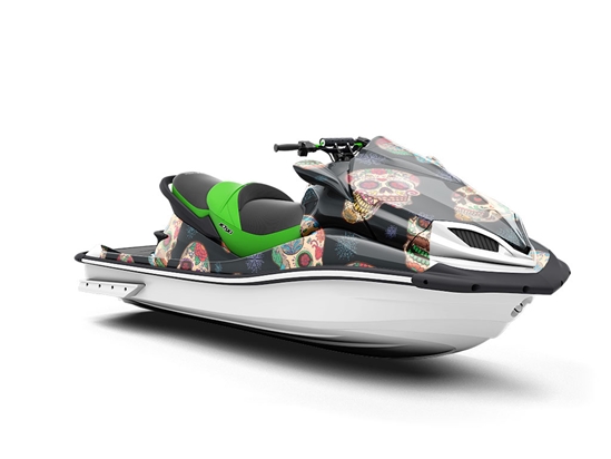 Painted Calaveras Day of the Dead Jet Ski Vinyl Customized Wrap