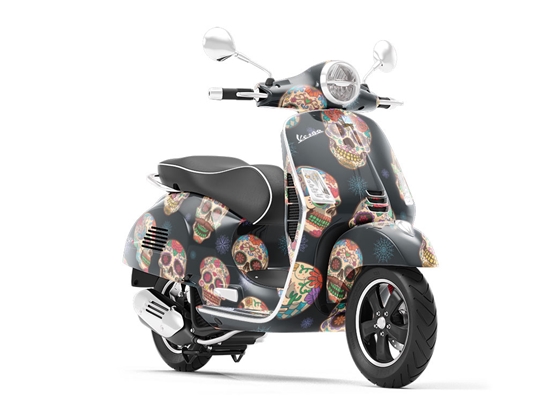Painted Calaveras Day of the Dead Vespa Scooter Wrap Film