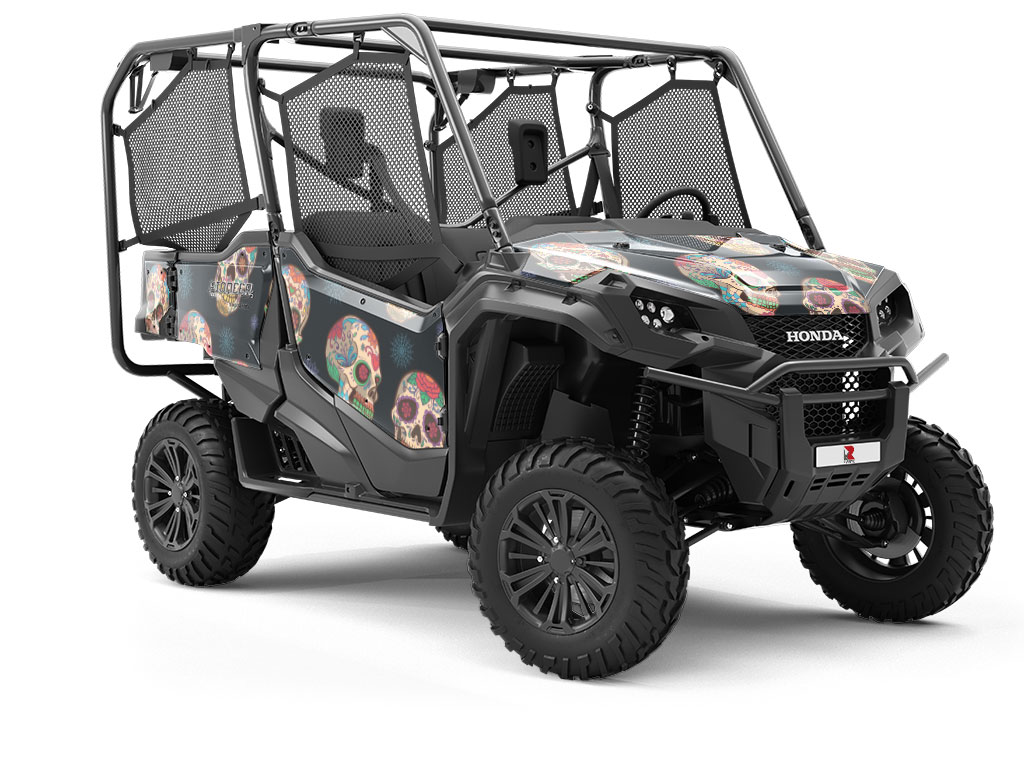 Painted Calaveras Day of the Dead Utility Vehicle Vinyl Wrap