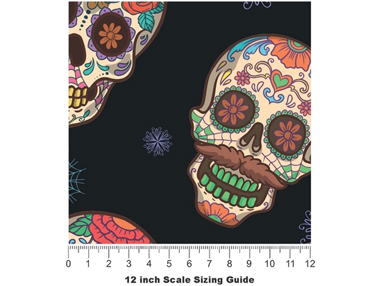 Painted Calaveras Day of the Dead Vinyl Film Pattern Size 12 inch Scale