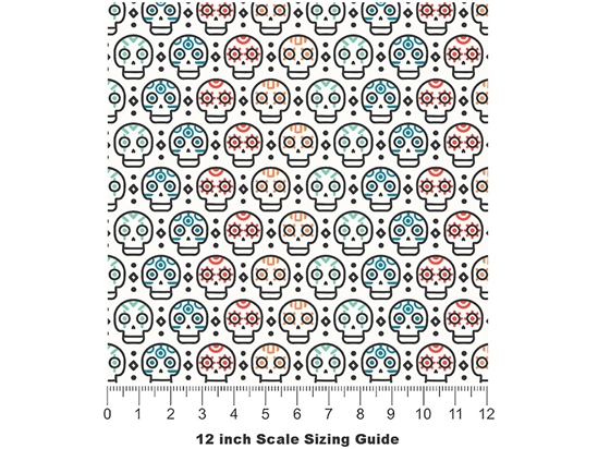 Simple Skulls Day of the Dead Vinyl Film Pattern Size 12 inch Scale