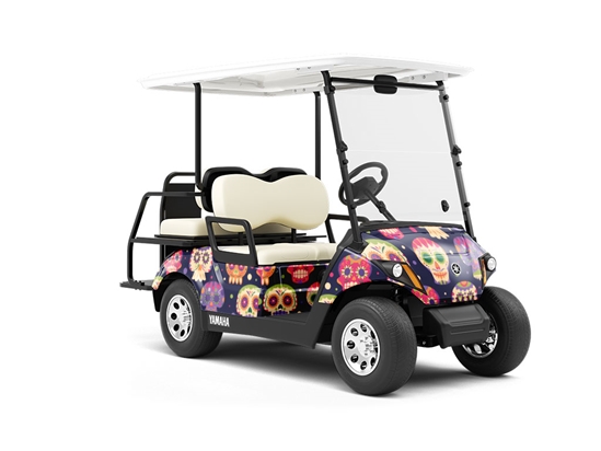 Sugar Skulls Day of the Dead Wrapped Golf Cart