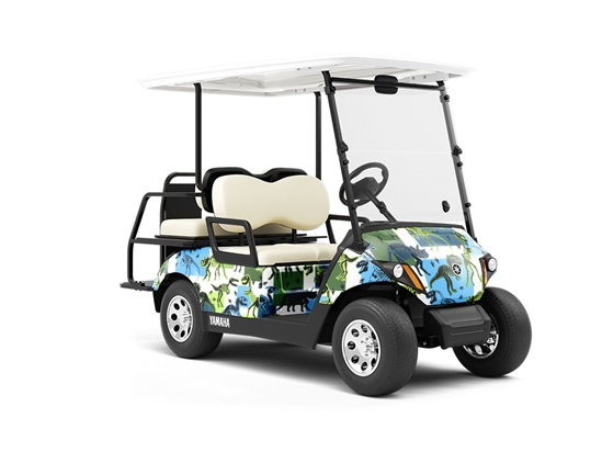 Battered Blues Dinosaur Wrapped Golf Cart