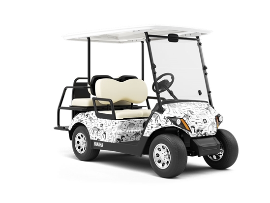 Monochrome Monsters Dinosaur Wrapped Golf Cart