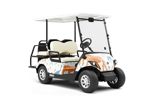 White Ice Dinosaur Wrapped Golf Cart