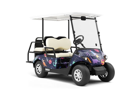 In Space Dinosaur Wrapped Golf Cart