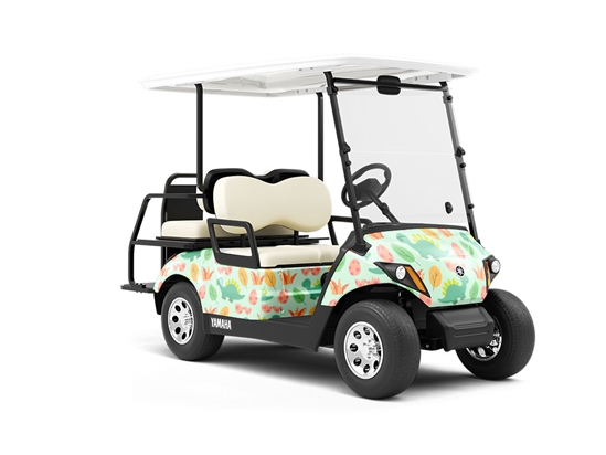 Silly Stegosaurus Dinosaur Wrapped Golf Cart
