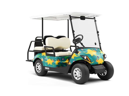 Triceratops Contentment Dinosaur Wrapped Golf Cart