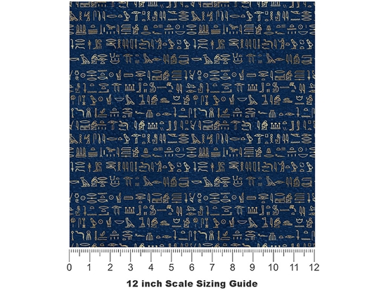 Blue Hieroglyphs Egyptian Vinyl Film Pattern Size 12 inch Scale