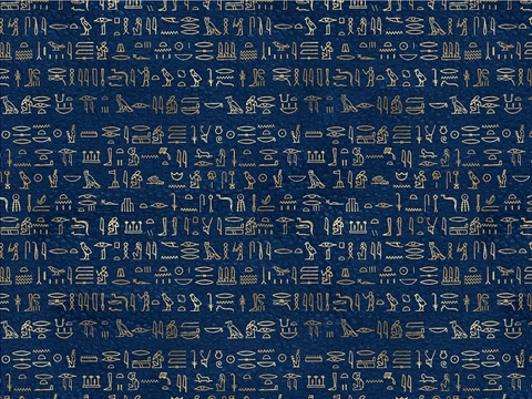 Rwraps™ Egyptian Print Vinyl Wrap Film - Blue Hieroglyphs