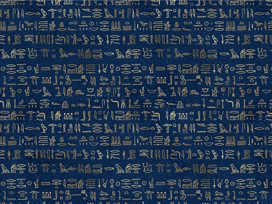 Blue Hieroglyphs Egyptian Vinyl Wrap Pattern