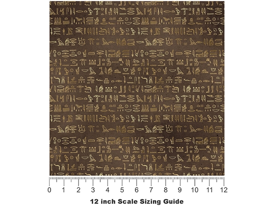 Brown Hieroglyphs Egyptian Vinyl Film Pattern Size 12 inch Scale