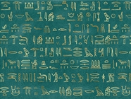Teal Hieroglyphs Egyptian Vinyl Wrap Pattern