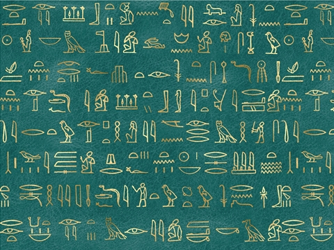 Rwraps™ Egyptian Print Vinyl Wrap Film - Teal Hieroglyphs