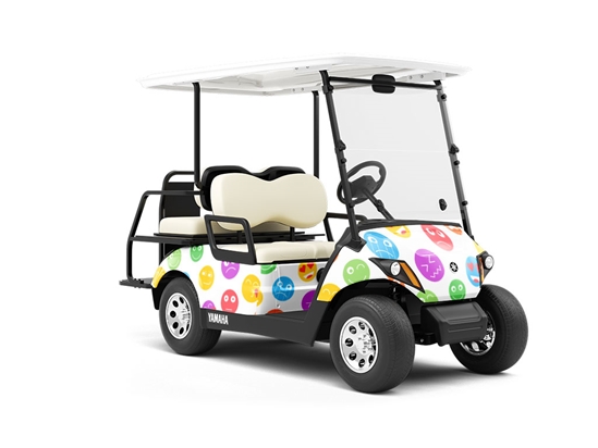 Colored Crazy Emoji Wrapped Golf Cart