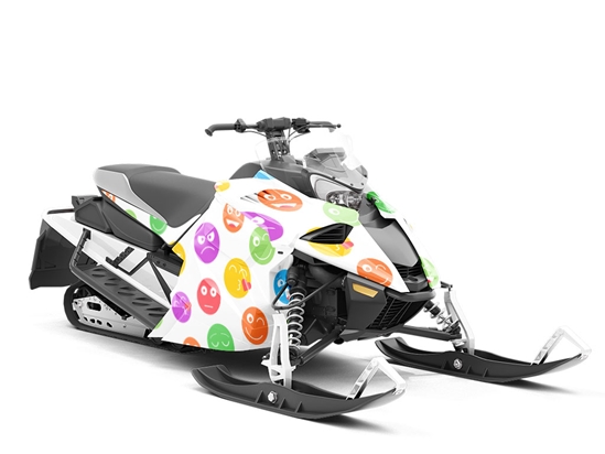 Colored Crazy Emoji Custom Wrapped Snowmobile