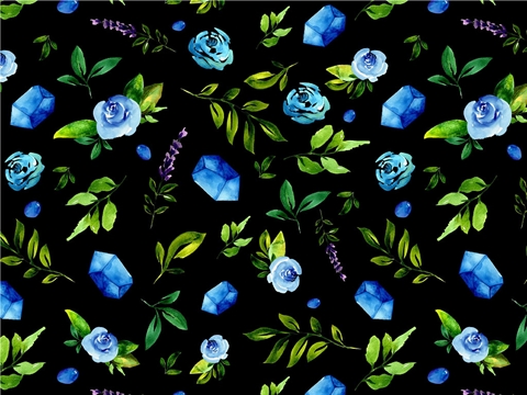 Rwraps™ Classic Floral Print Vinyl Wrap Film - Azure Rose