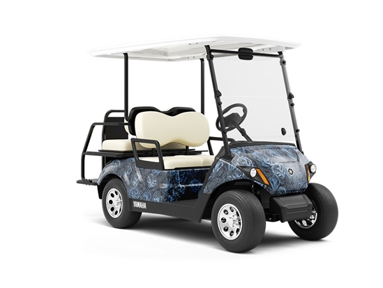 Blue Rose Floral Wrapped Golf Cart