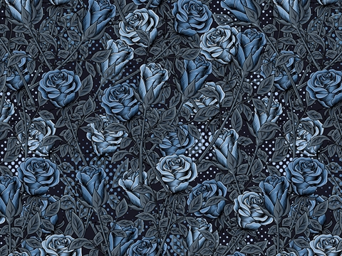 Rwraps™ Classic Floral Print Vinyl Wrap Film - Blue Rose