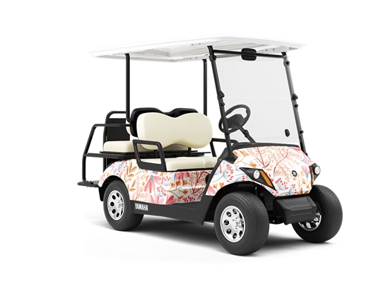 Blushing Foliage Floral Wrapped Golf Cart