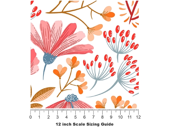Blushing Foliage Floral Vinyl Film Pattern Size 12 inch Scale