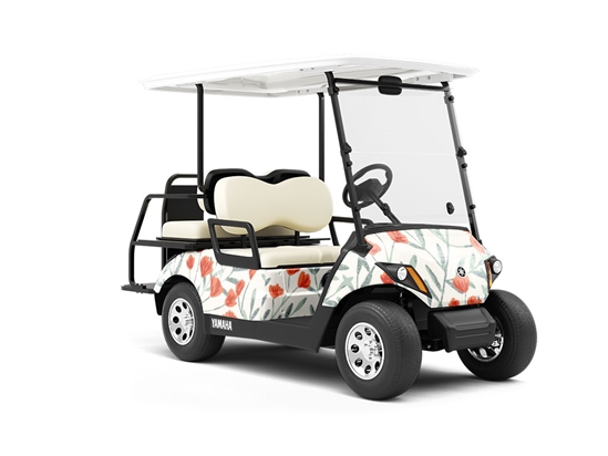 Crimson Meadow Floral Wrapped Golf Cart