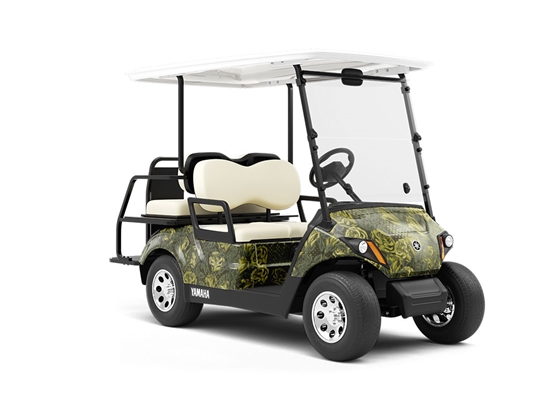 Green Rose Floral Wrapped Golf Cart