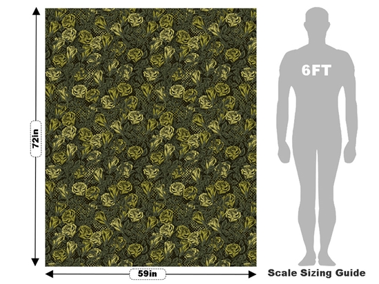 Green Rose Floral Vehicle Wrap Scale