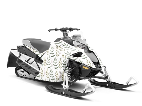 Holiday Fern Floral Custom Wrapped Snowmobile