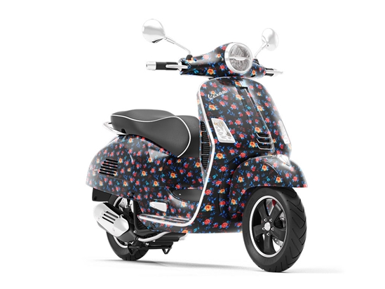 Midnight Begonias Floral Vespa Scooter Wrap Film