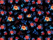 Midnight Begonias Floral Vinyl Wrap Pattern