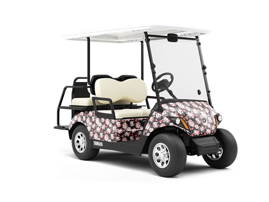 Midnight Carnation Floral Wrapped Golf Cart