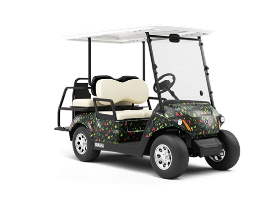 Midnight Holly Floral Wrapped Golf Cart