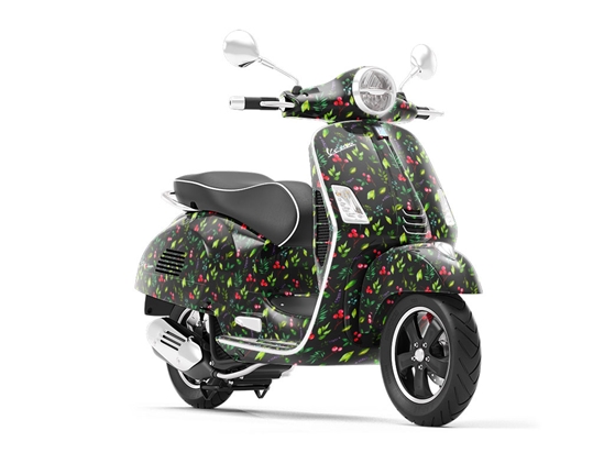 Midnight Holly Floral Vespa Scooter Wrap Film