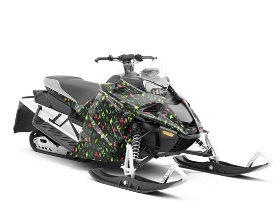 Midnight Holly Floral Custom Wrapped Snowmobile